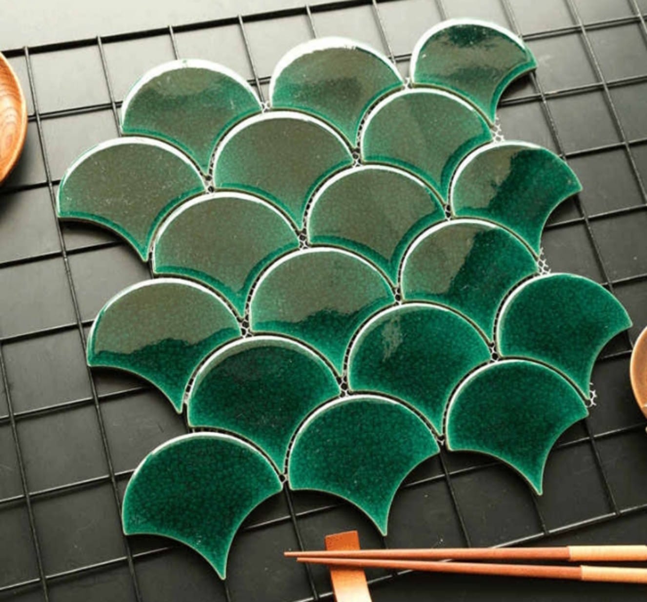 gạch mosaic xanh Gạch mosaic vảy cá