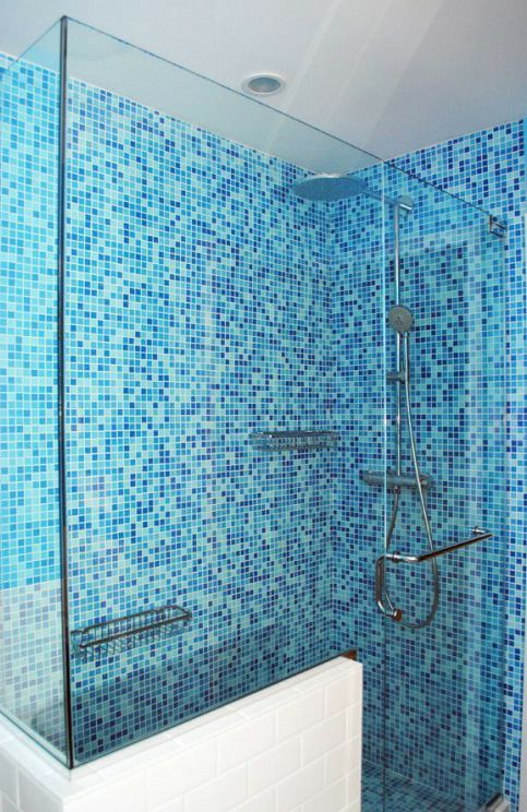 Gạch mosaic thủy tinh trắng xanh