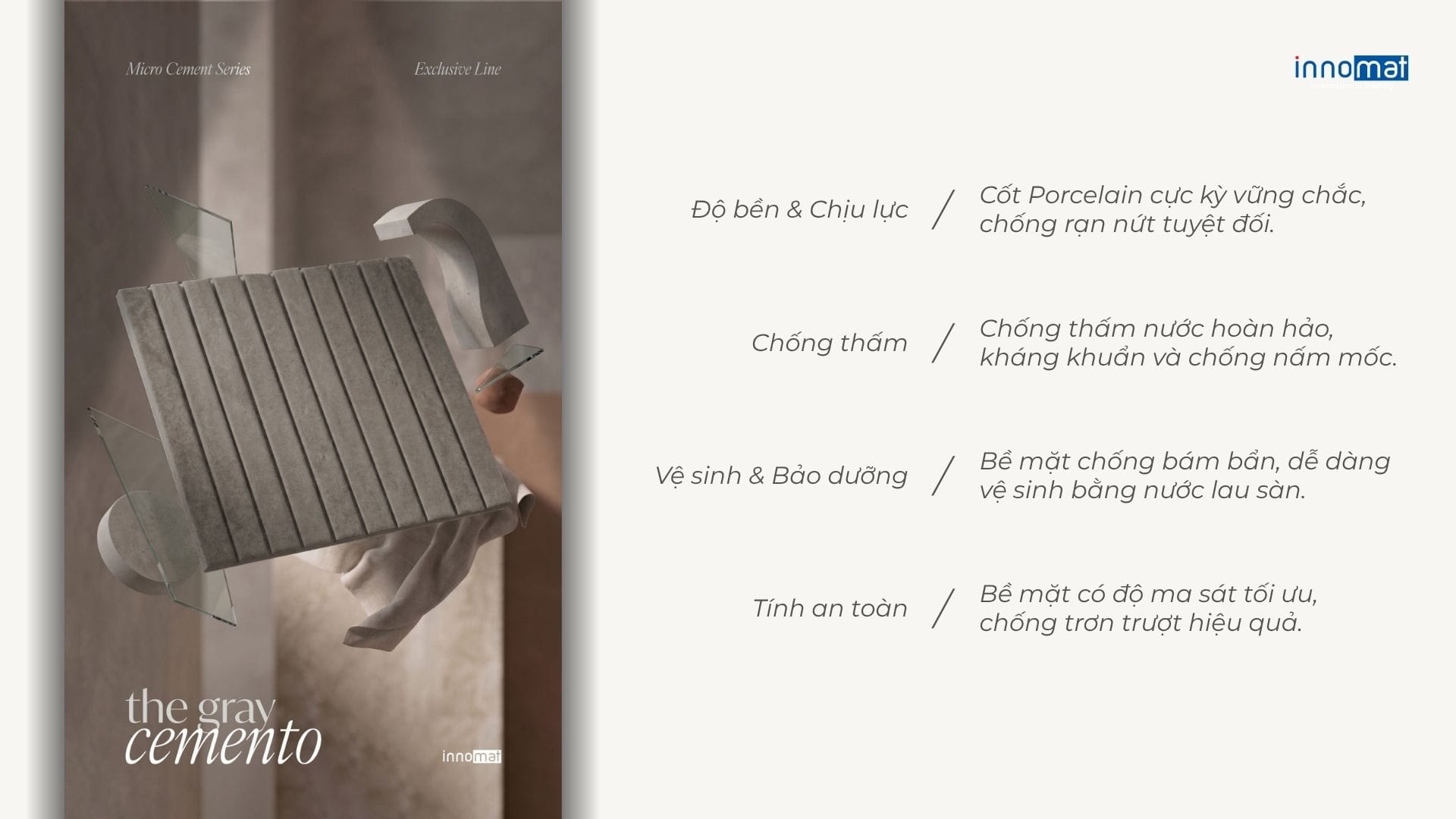Gạch Mosaic IN2821405 Gạch Mosaic IN2821405 - Kitkat Innomat- Xám Xi Măng
